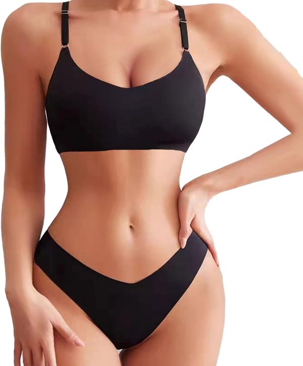 Bra and Panty Sets for Women Seamless Bralettes Lingerie Sexy Sets Comfortable Sports V Neck Bras Panty Thongs Sets