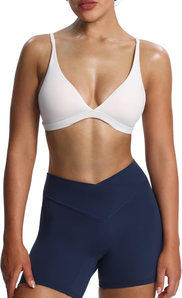 Women's Workout Deep V Adjustable Sport Bras Fitness  Bra Yoga Crop Tank