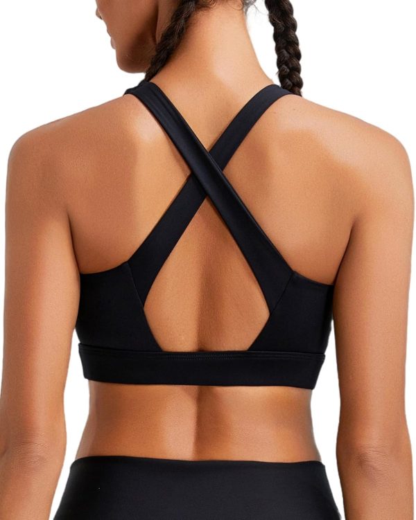 High Impact Sports Bras for Women, High Support Running Strappy Women's Sports Bra with Sewn in Pads