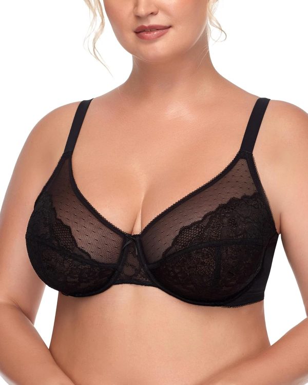 Bras for Women Full Coverage Underwire Bras Plus Size Lifting Lace Bra for Heavy Breast