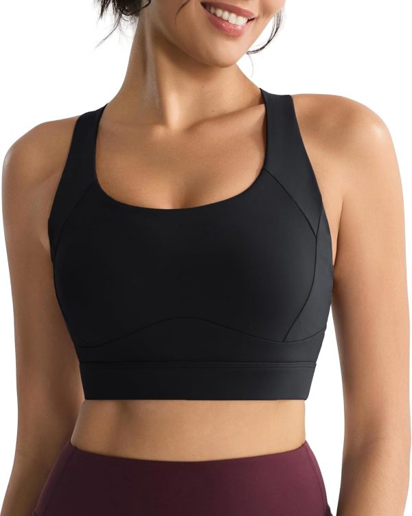 Sports Bras for Women High Support,Racerback High Impact Grey Sports Bra Moulded Cup Workout Bra Push up