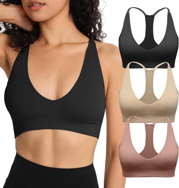 Sports Bra for Women Halter V-Neck Racerback Minimizer Padded Bralettes Longline Crop Tops Seamless Workout