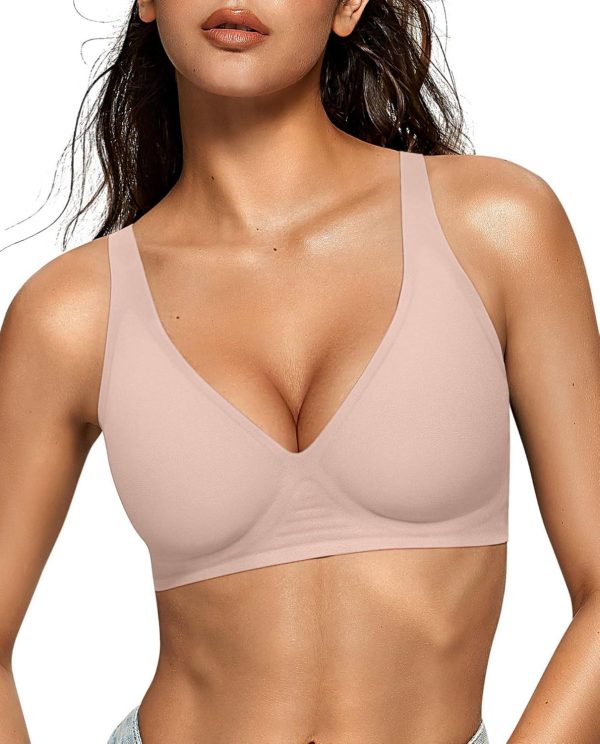 Women Deep V Bras Wireless Comfortable Bra Supportive No Underwire Bras Tshirt Push Up s Plunge Seamless Bra