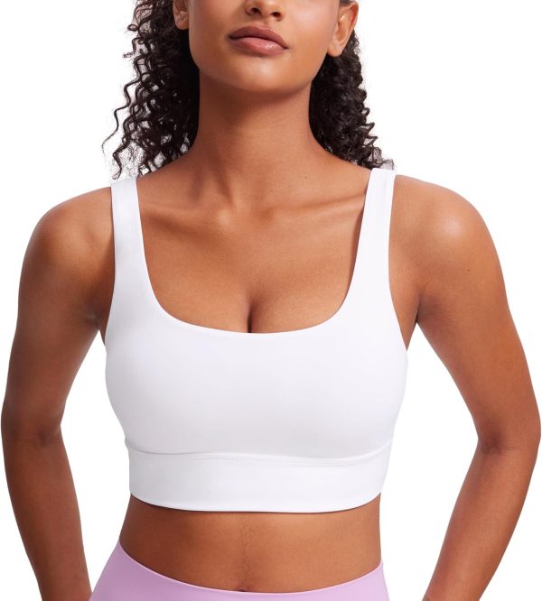 Women U Back Sports Bra - Scoop Neck Padded Low Impact Yoga Clothes Workout Crop Top with Built in Pads